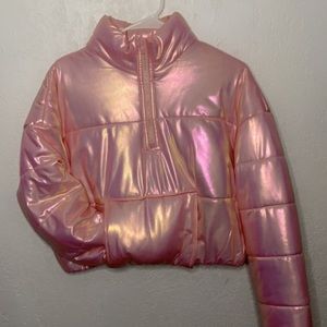 Pink Metallic Puffer Coat